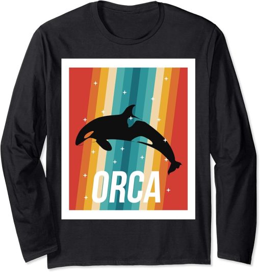 Vintage Orca Retro Killer Whale Long Sleeve T-Shirt