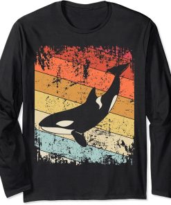 Retro Killer Whale Shirt Vintage Orca Whale Tee Orca Lover Long Sleeve T-Shirt