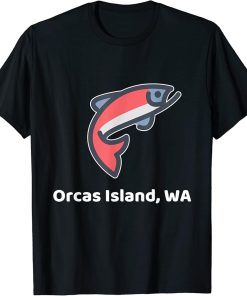 Cute Red Salmon Cartoon Fishing Art Orcas Island WA T-Shirt