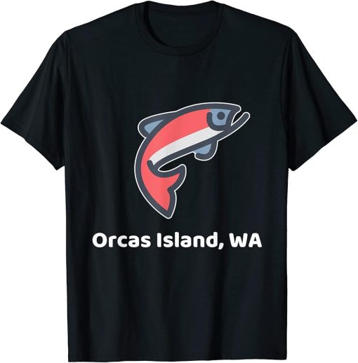 Cute Red Salmon Cartoon Fishing Art Orcas Island WA T-Shirt